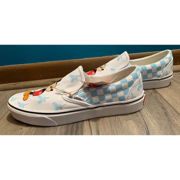 Disney World Vans 50th Anniversary Mickey Mouse Men's 10 Slip On Blue Shoes NWT - Picture 11 of 11